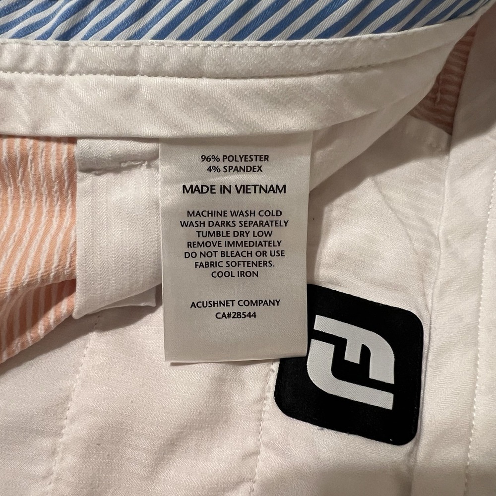Footjoy Shorts Men's 40 Orange Seersucker Performance Stretch Movement Golf READ - Picture 8 of 16